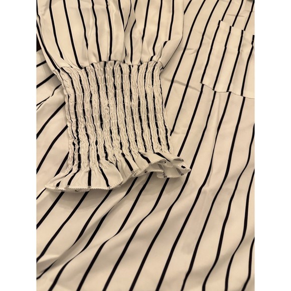 SHEIN Women’s Button up Black White Striped Top 2xl Ruffle Big - Picture 3 of 4
